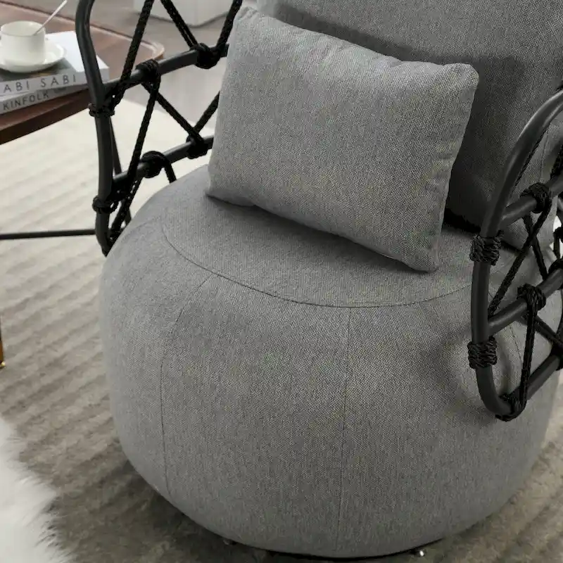 Upholstered Accent Chair with Metal Base