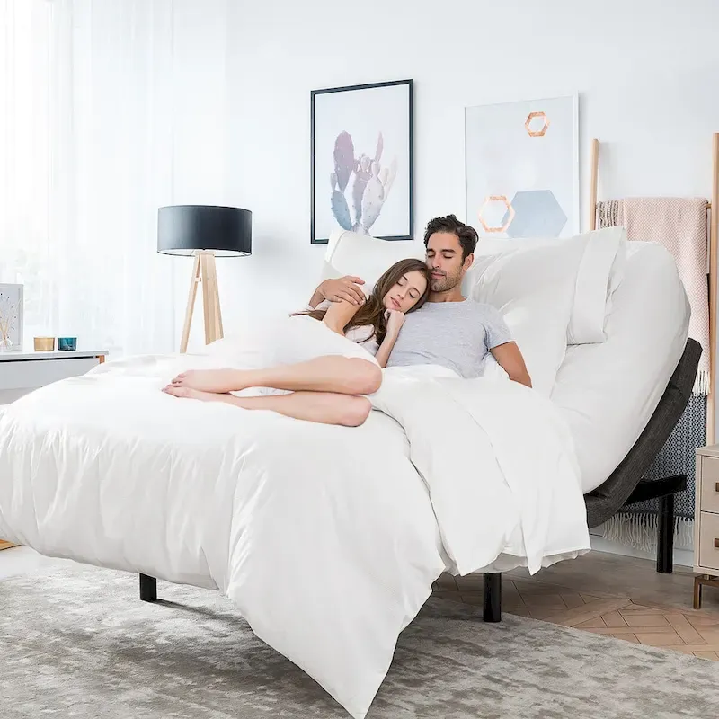Adjustable Massaging Bed Frame Base with Wireless Remote