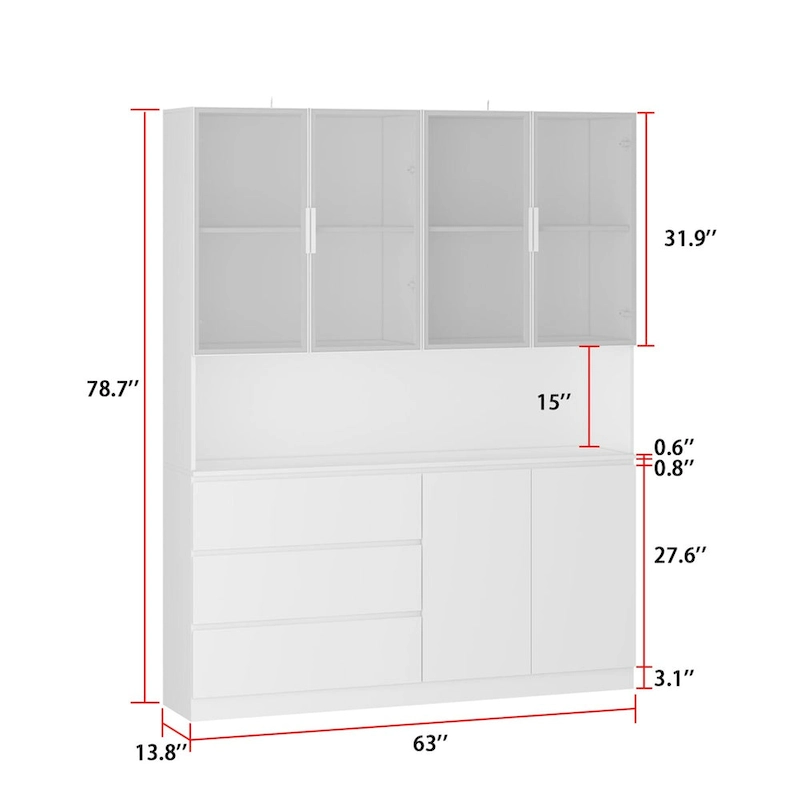 Modular Buffet and Display Cabinet - Modular Design in Pristine White