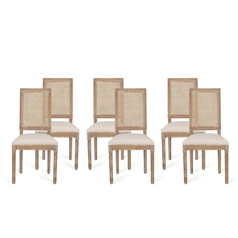 Regina French Country Wood and Cane Upholstered Dining Chair (Set of 6)
