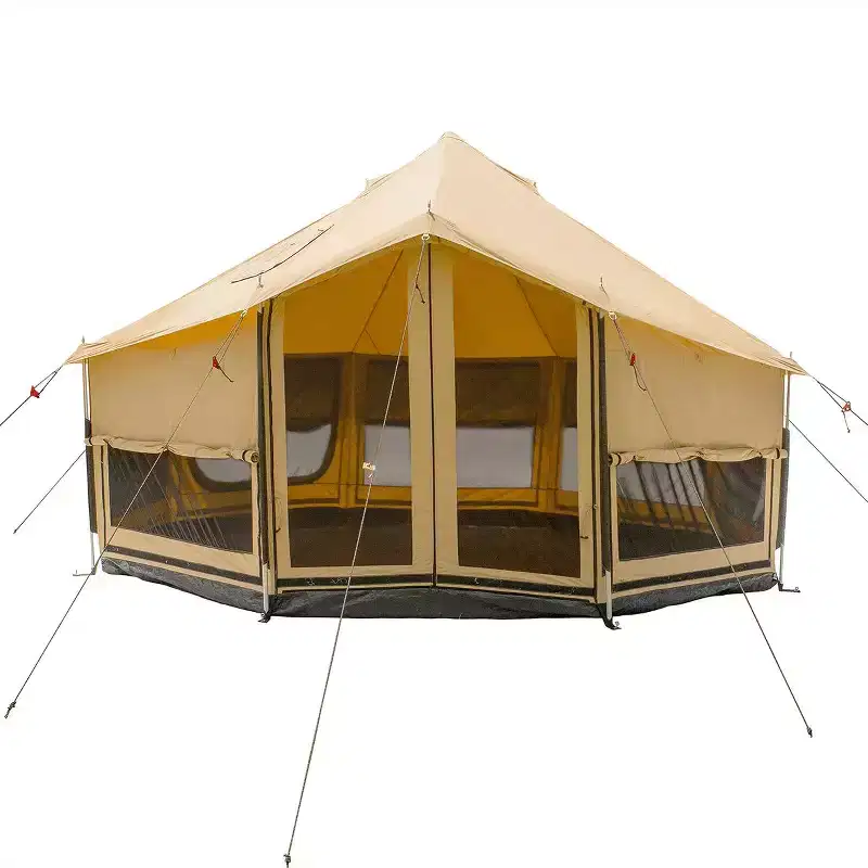 WHITE DUCK 18 ft Altimus Canvas Bell Tent Collection with Stove Jack, Mesh Windows & AC Duct  4-Season Weatherproof Glamping Tent