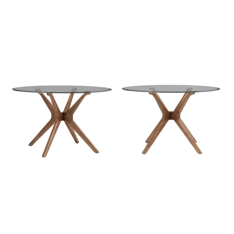 Mid-Century Round Dining Table, Walnut Finish, Solid Wood Legs, Seats 4, Modern Style