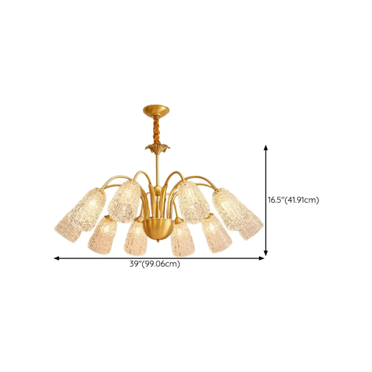 Elegant Gold Downward Crystal Bell Chandelier