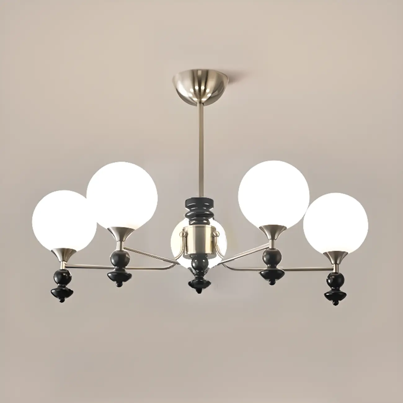Modern Stylish Black Nickel Glass Globe Chandelier