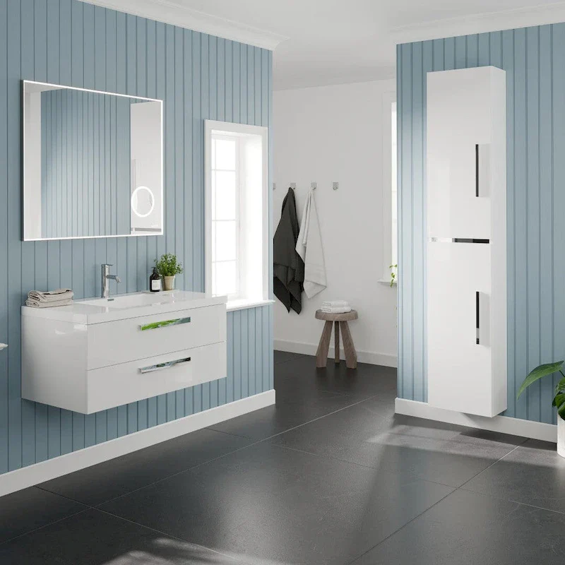 Eviva Olivia 14 in-W x 70 in-H Glossy White Freestanding Linen Cabinet