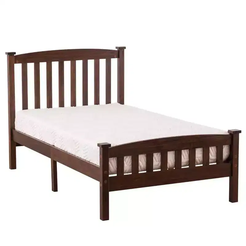Karl Home Vertical Coffee Twin Size Platform Bed Frame with Headboard