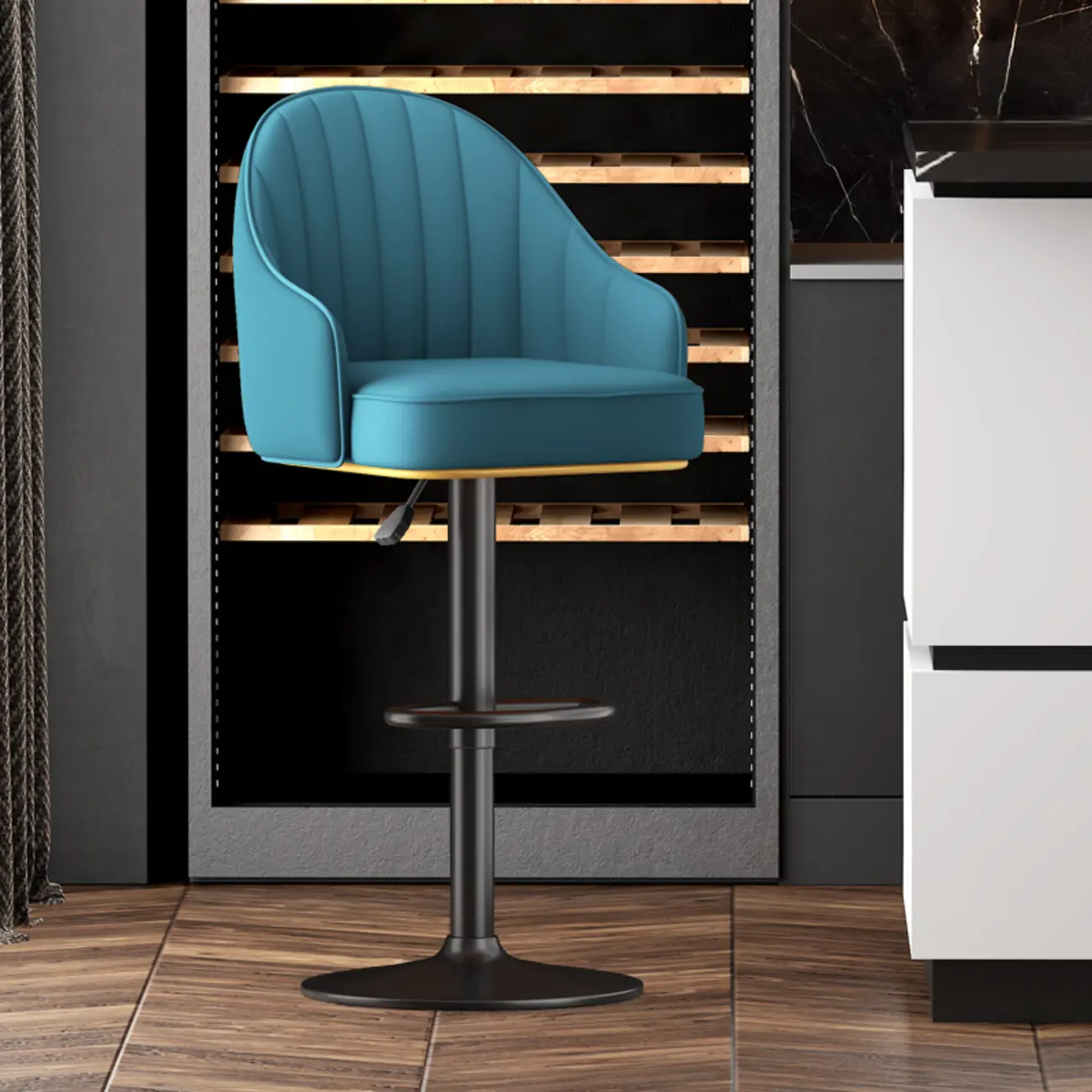 Adjustable Faux Leather Swivel Bar Stools with Backs