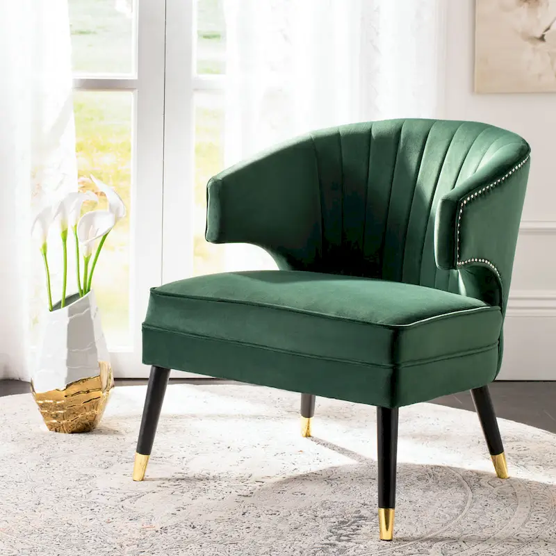 SAFAVIEH Amalia Velvet Wingback Accent Chair - 26.8 x 28 x 31.9 - 27Wx28Dx32H