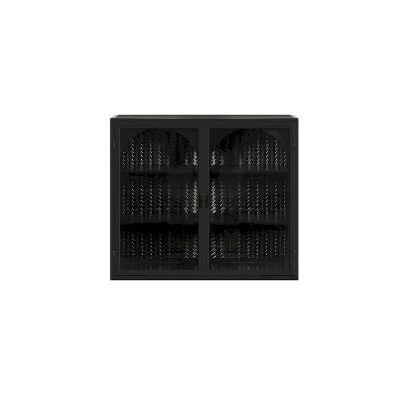 27.56 Glass Doors Modern Two-door Wall Cabinet with Featuring Three-tier Storage - N/A