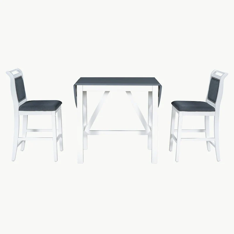 3-Piece Drop Leaf Dining Table Set with 2 Chairs