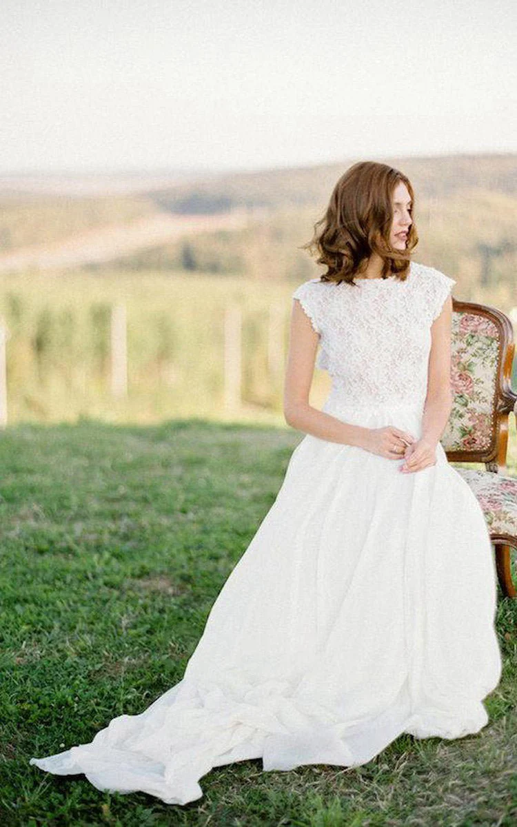 Boho Lace Floor-Length Cap Dress With Keyhole Back