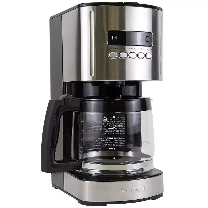Kenmore Aroma Control Programmable 12-Cup Coffee Maker - Black/Stainless: Drip Coffee Pot, Dishwasher-Safe, 1000W, Cone Filter