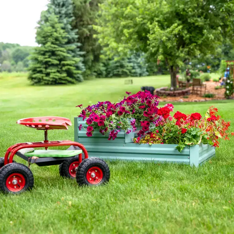 Sunnydaze 2-Tier Galvanized Steel Raised Garden Bed - 17.75 H