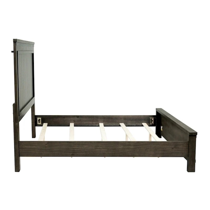 Dark Gray Rustic Panel Bed, Queen/King, 2-Person