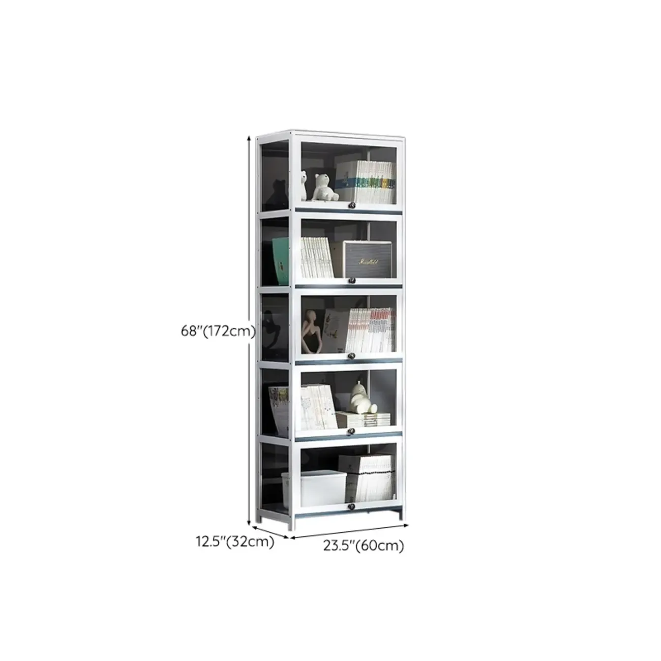 Modern White Bamboo Flip-Up Glass Display Cabinet