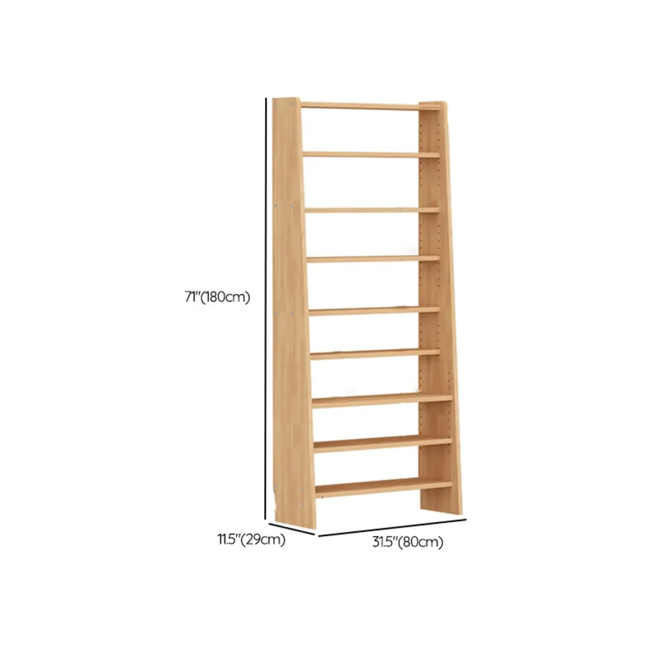 Scandinavian Natural Wood Multi-Shelf Open Bookcase