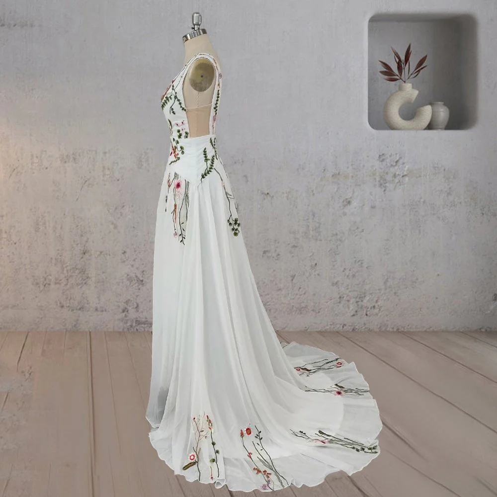 A-Line Flower Appliqued Majesty Wedding Dress