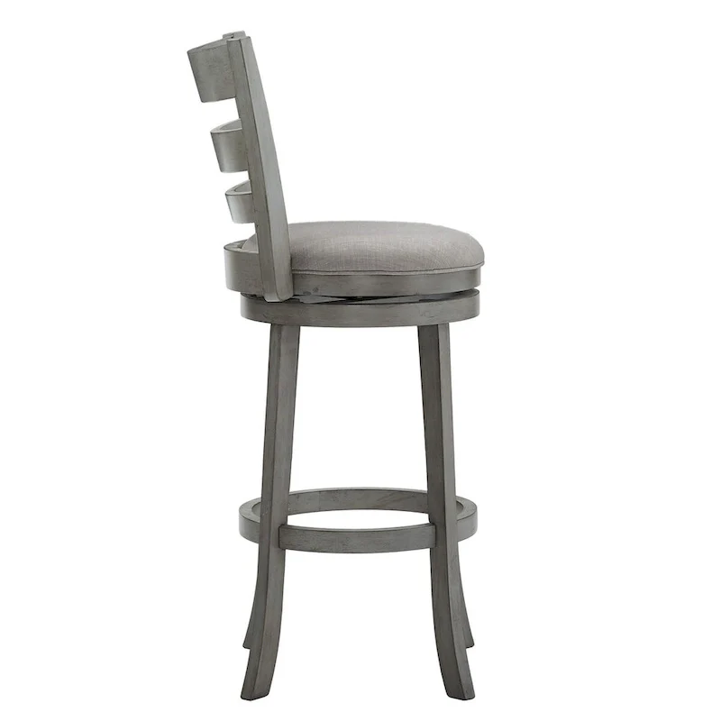 Linen Ladder Back Swivel Bar Stool - Dark Cherry