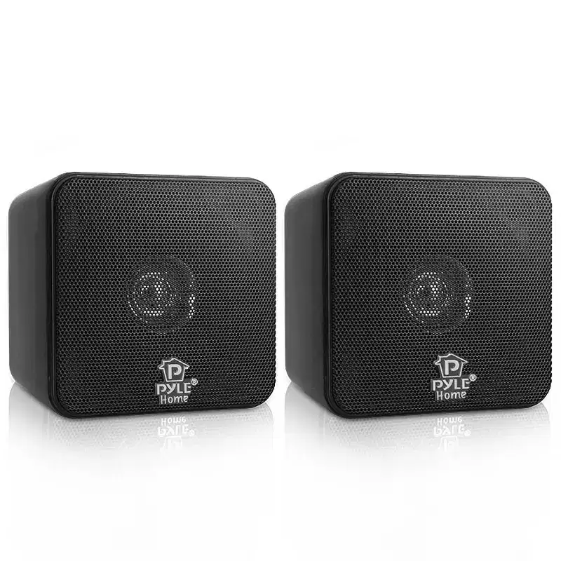 Pyle 4 Mini Cube Bookshelf Speakers, 200W Peak, 80Hz - 18kHz Frequency Response, Black (Pair)