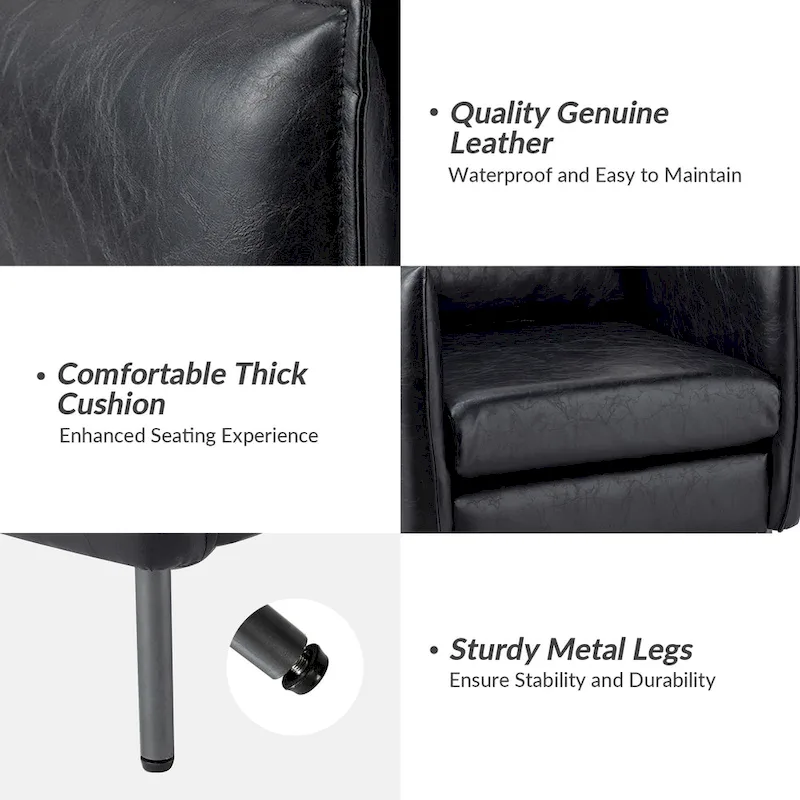 Jaime Modern Vegan Leather Accent chair with Metal Legs Set of 2 by HULALA HOME