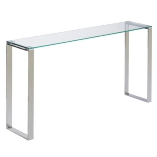 Glass Top Console Table with Metal Frame