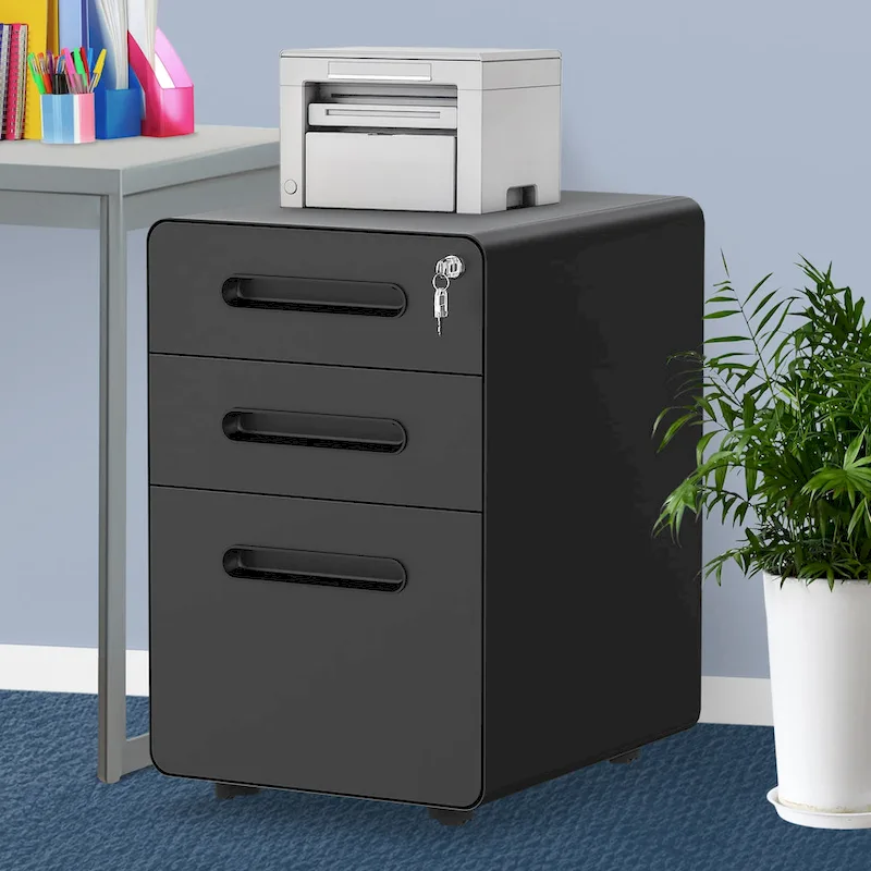Modern 3-Drawer Mobile Vertical Steel File Cabinet