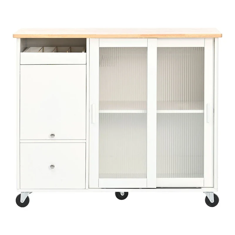 Folding Kitchen Cart with LED Lights