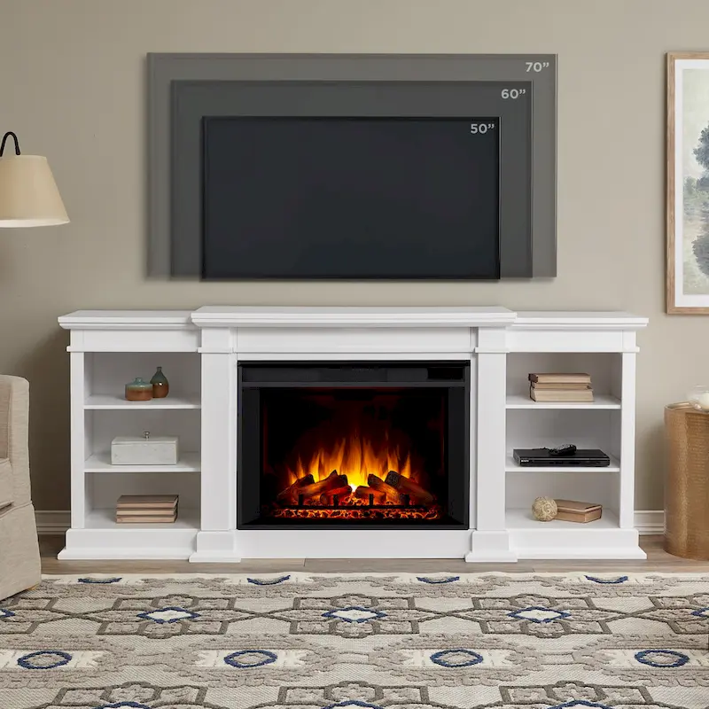 White Electric Fireplace TV Stand, Fits up to 80