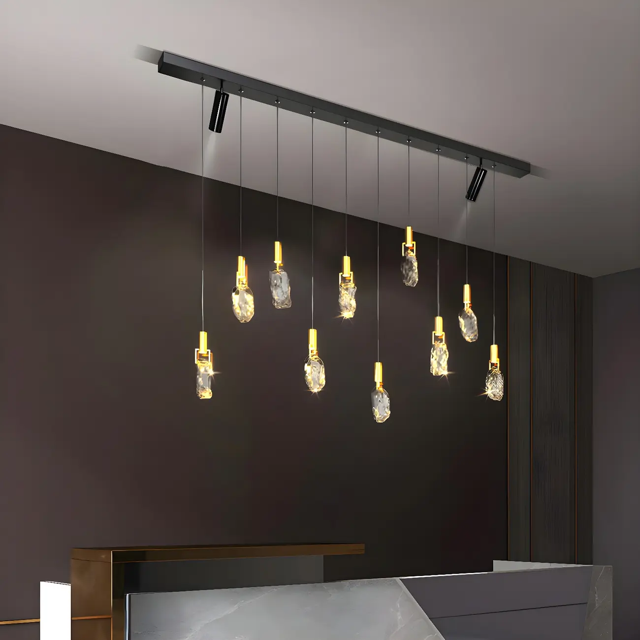 Modern Adjustable Crystal Linear Pendant Light