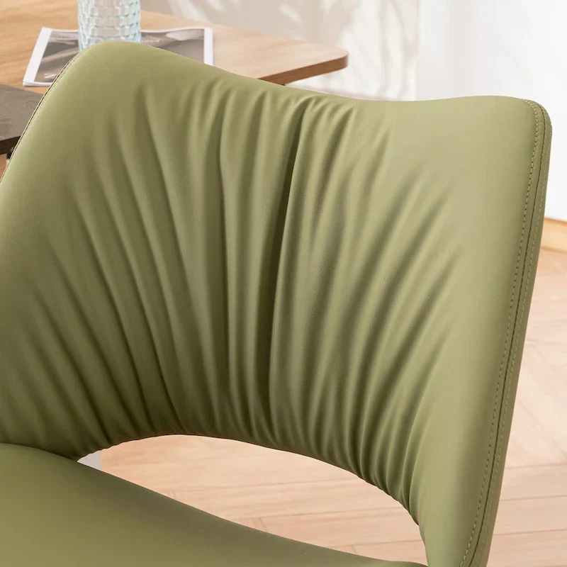 Leather Swivel Office Chair with Wheels - Armless