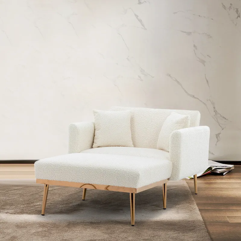 Chaise lounge chair/accent chair,Curved edges, padded with thick foam and upholstered with high-quality fabric