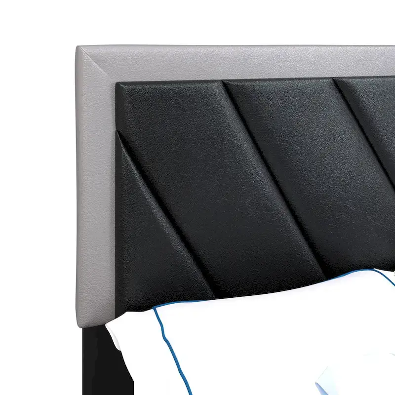 Diagonal Upholstered Black and Gray Bed Frame