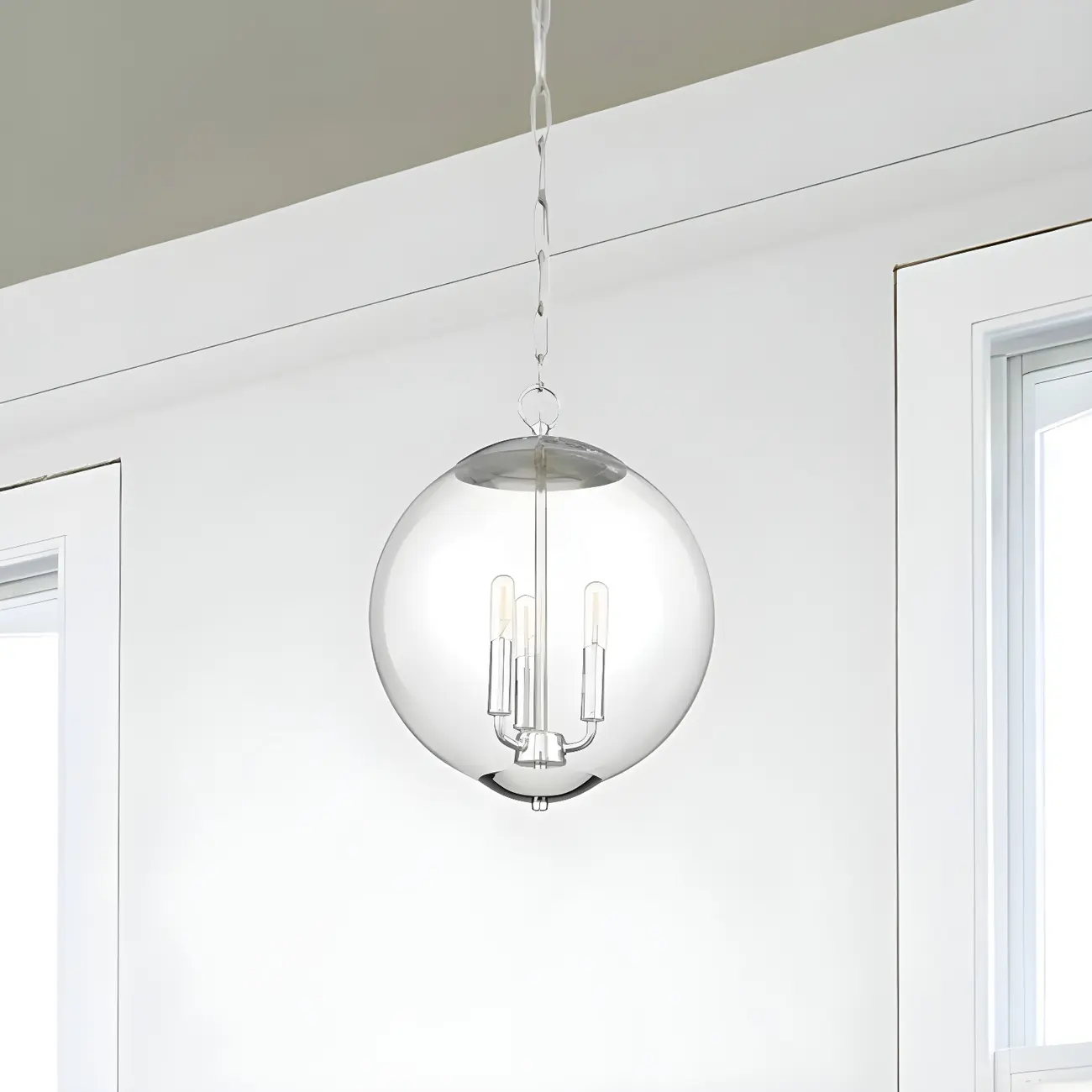 Mini 3-Light Clear Glass Sphere Chandelier
