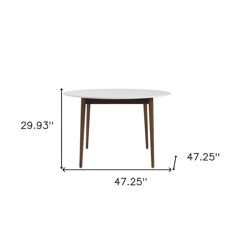 HomeRoots 47 White and Brown Rounded Dining Table