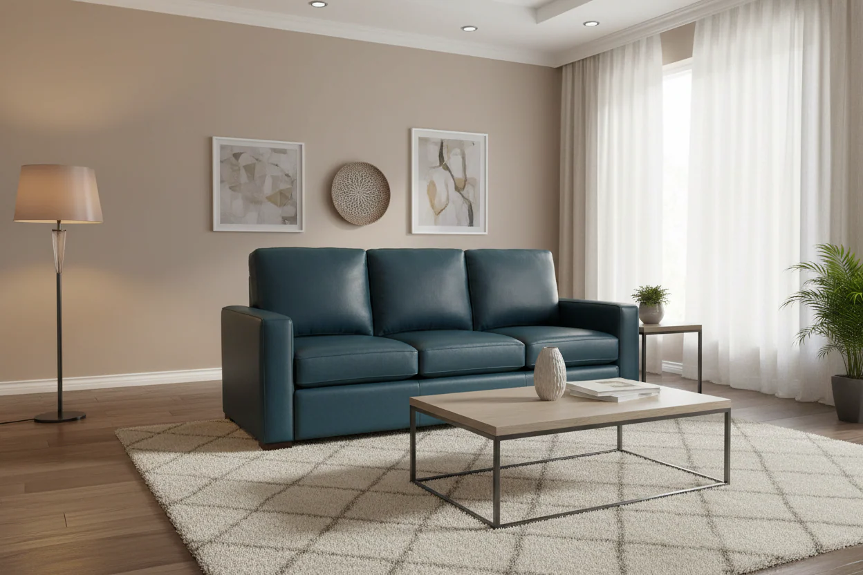 Multi-Color Genuine Leather Sofa, Modern Style, 3-Seat