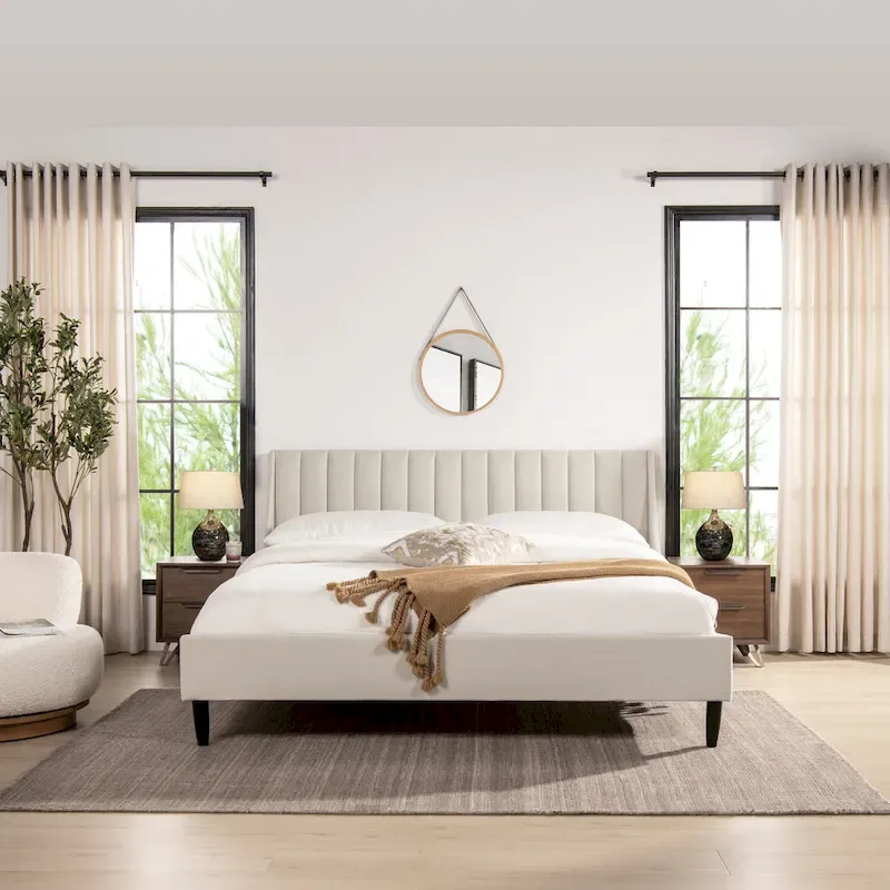 Willow Vertical Tufted Linen King Platform Bed