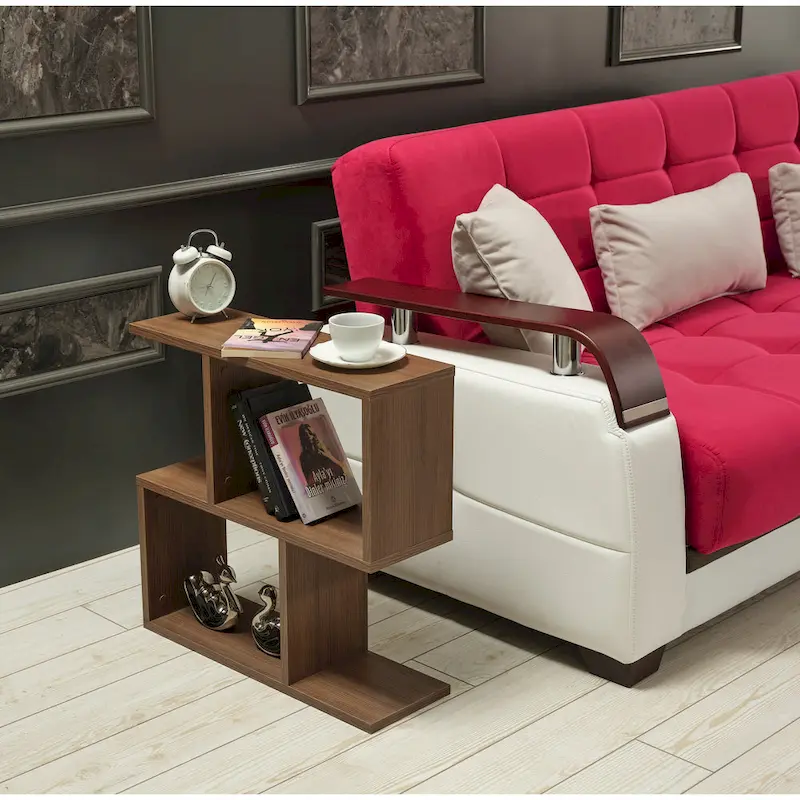 Lon Rectangle 4 Shelves End Table, 23 inch Skinny End Table