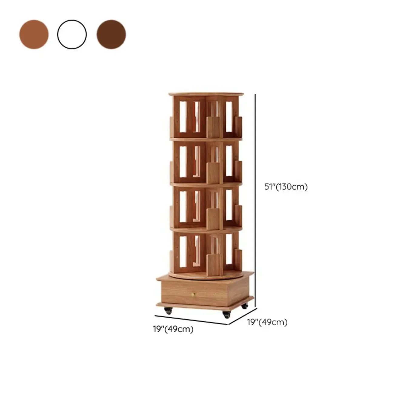 Wooden Vertical Narrow Rotating Bookcase