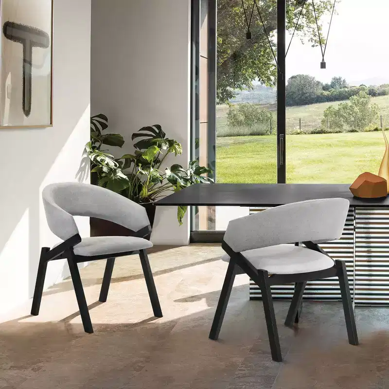 Set of 2 Talulah Fabric Veneer Dining Chairs - Armen Living