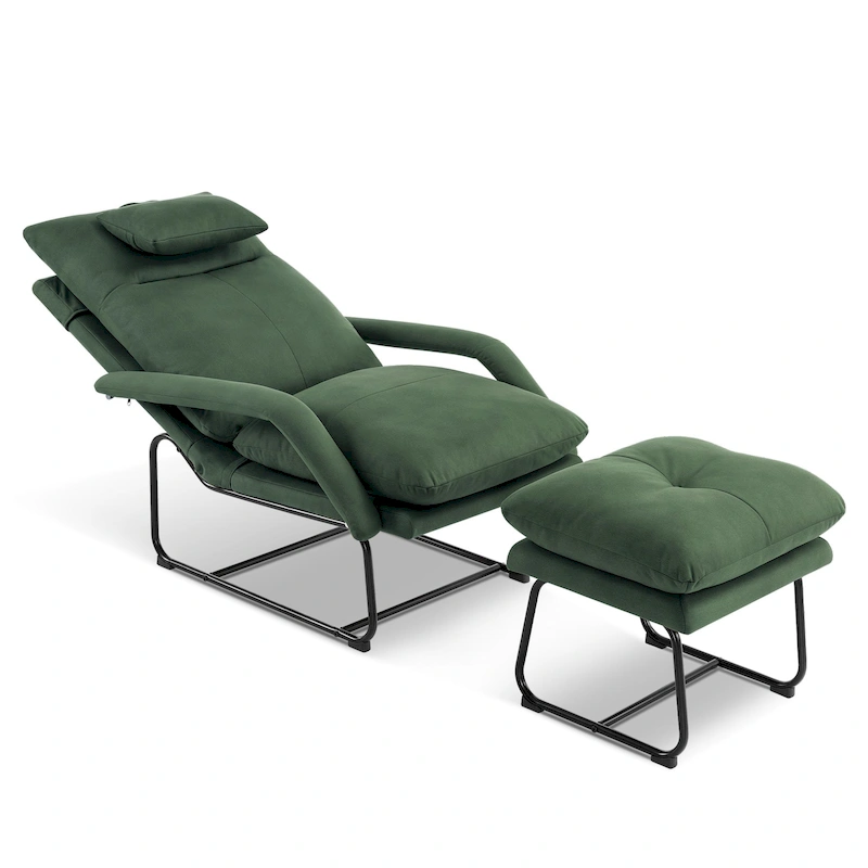 MCombo Accent Recliner with Ottoman, Armchairs with Adjustable Backrest for Living Room Bedroom, Leathaire Fabric 4233