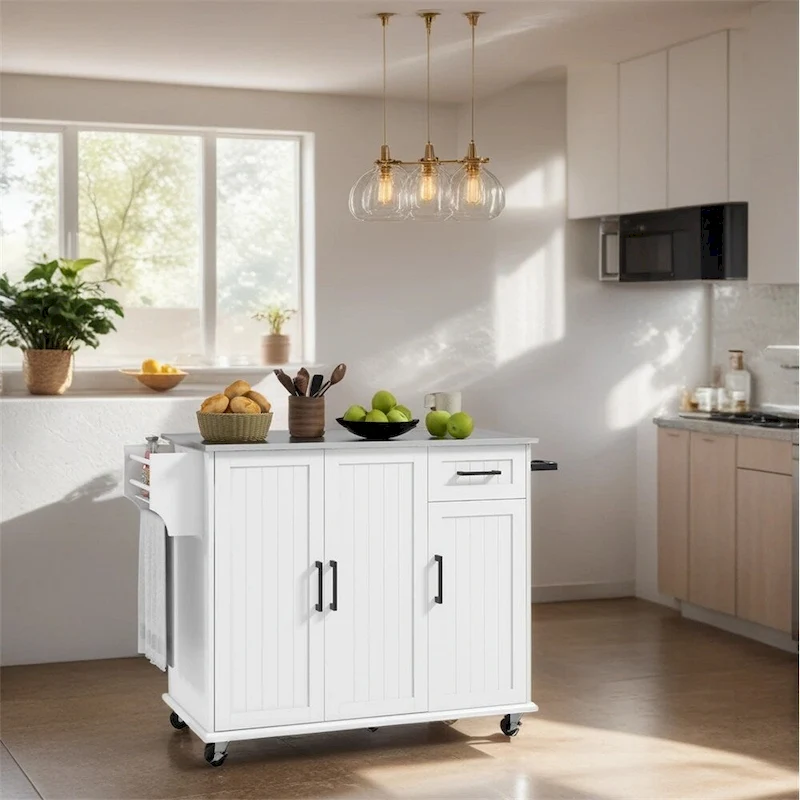 Kitchen Island with Storage,Rolling Kitchen Island on Wheels w/Drawer