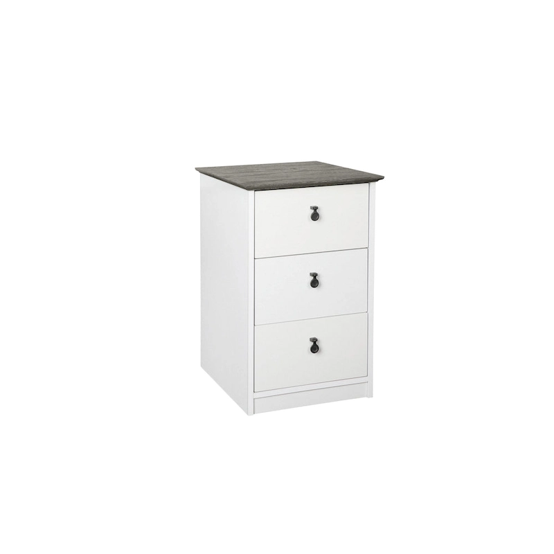 Saint Birch Finley Gray Oak Top and White Finish 3-Drawer Cabinet