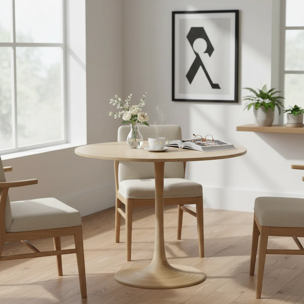 Natural Travertine Top Square Bistro Table with Iron Frame & Rattan Accents – Seats 2