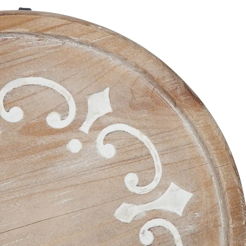 Kate and Laurel Sherald Round Wood Tray with Metal Stand - 11  Diameter