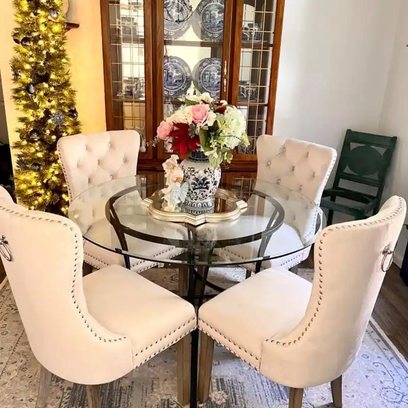 Solid Wood Velvet Upholstered Dining Chair