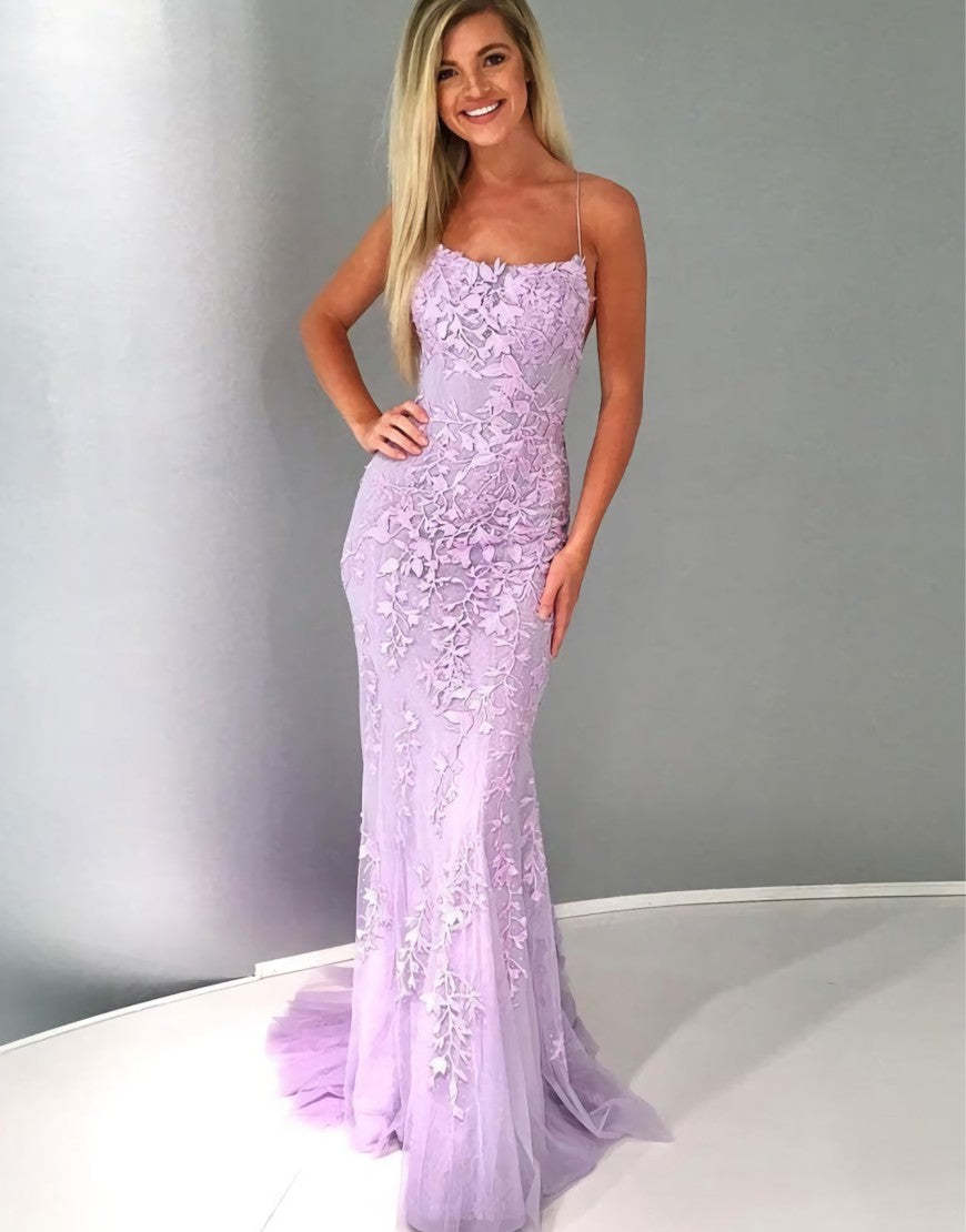 Mermaid Spaghetti Straps Lace Prom Dress
