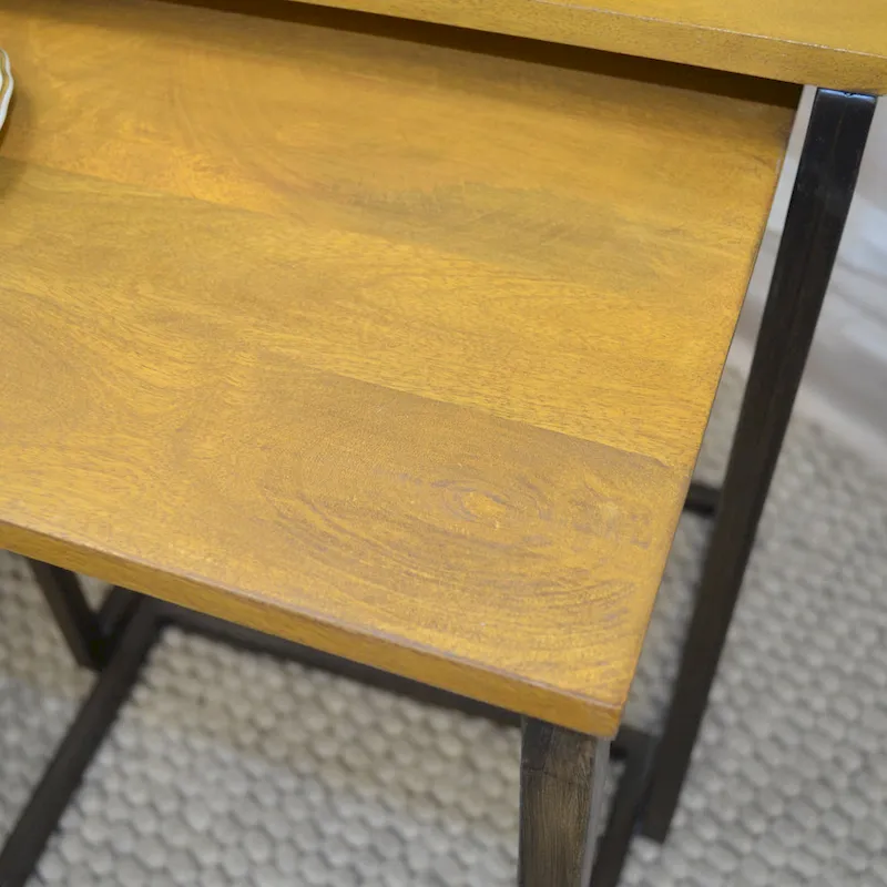 Black Metal Side Table with Slide-Under Base