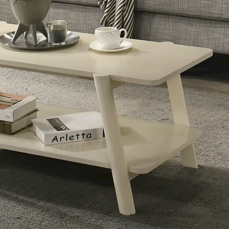 Mid-Century Modern Wood Shelf Coffee Table