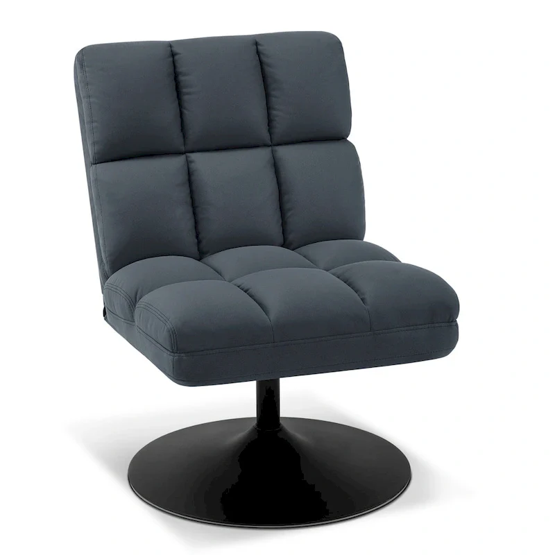 Swivel Accent Chairs, Modern Leisure Chairs for Living Room, Upholstered Armless Chair, Leathaire Fabric 4380