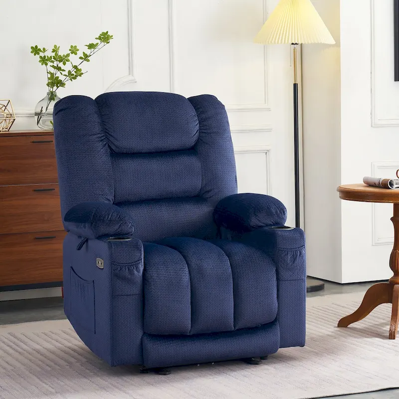 Electric Power Recliner Chair with Heat and Massage, Fabric 6079/PR670